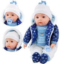 20” Baby Doll Boy Soft Body Lifelike Toy with Sounds & Dummy BiBi Doll Navy Blue