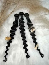 28+28+28 BRAZILIAN VIRGIN HUMAN HAIR DEEP LOOSE WAVE NATURAL COLOUR 1B# 300g 12A