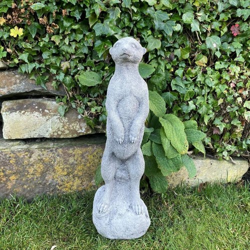 Stone cast standing meerkat - stone,
