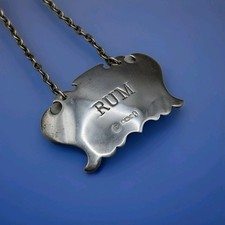 Solid Silver RUM Decanter Label Ticket by Francis Howard Ltd Sheffield 1977