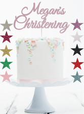 Christening Cake Topper Glitter/ Mirror Decorations, Full Personalised, Any Name