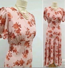 Pink Rose Maxi Bias Cut 1930s