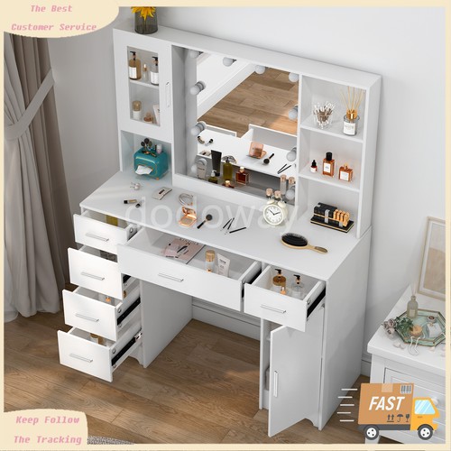 White dressing table with - with, led