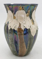 LISE B MOORCROFT SNOWDROPS DESIGN POTTERY VASE c2000