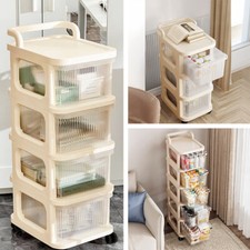2/3/4/5 Tier Plastic Storage Drawers on Wheels Home Office Organizer Tower Unit