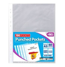 A5 Punch pockets 60 micron office stationery A5 hole punch paper keeping clear 