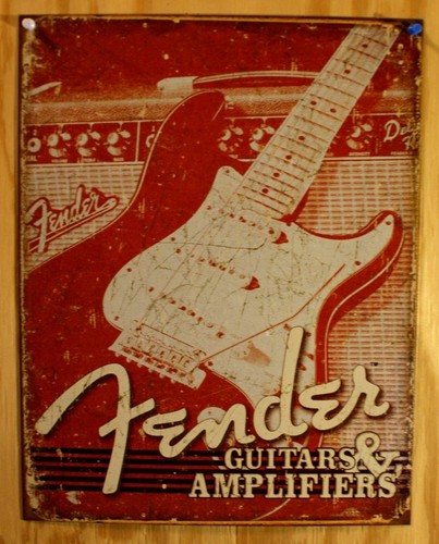 Fender guitar amp tin - fender, sign