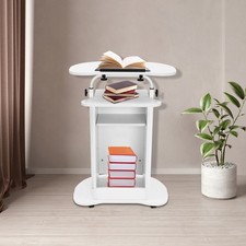 Lecterns & Podiums Portable Mobile Standing Laptop Cart, Sit Stand Desk, White