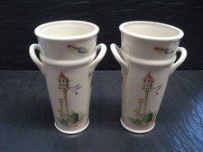 Matched Pair of Aynsley Edwardian Kitchen Garden 6 inch Pail Vases Vase