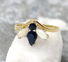 Sapphires Opal Insect Ring 9ct