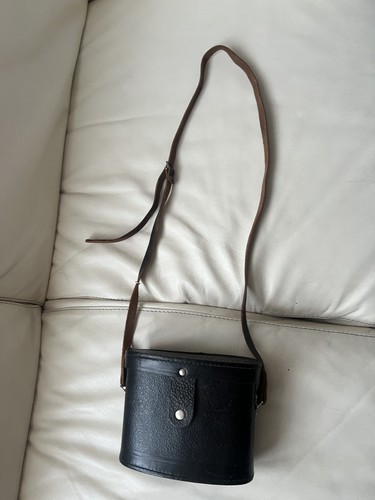 Vintage black leather hard - black,