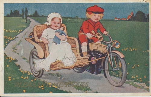 Vintage postcard children on - children,