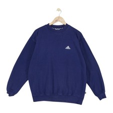 Vintage Adidas Oversized Sweatshirt Mens Size M Blue 90s Embroidered Crew Neck