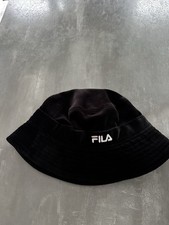 Retro Fila Bucket Hat Black Velour Velvet One Size Festival Rave Holiday