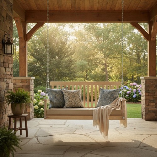 Outdoor wooden swing bench - wooden,