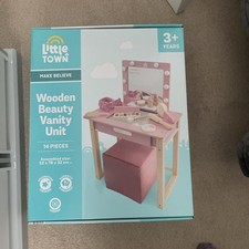 NEW - Little Town - Aldi Wooden beauty Vanity unit Set 14 pieces - Limited