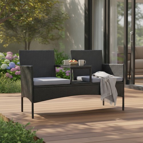 Rattan loveseat garden bench - rattan,