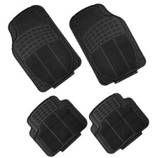 4PCS HEAVY DUTY UNIVERSAL BLACK RUBBER CAR MAT SET NON SLIP CAR VAN MATS UKES