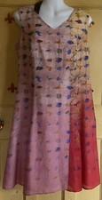 Aventures Des Toiles Dress Size 40 100% Silk Chest 40”Ombré Pink Blush Multi New