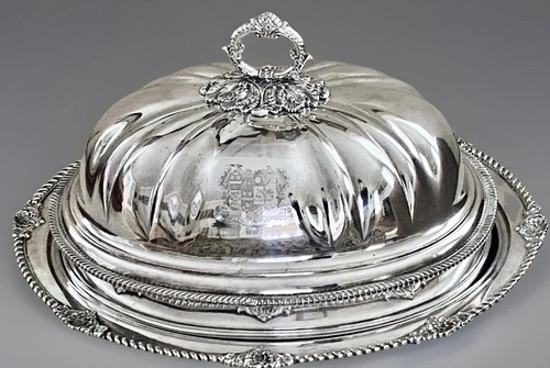 Antique silver plate meat - silver, dome