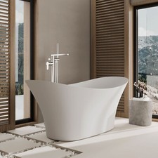 Nuie 1700 x 800mm Freestanding Slipper Bath with Waste & Overflow White Acrylic