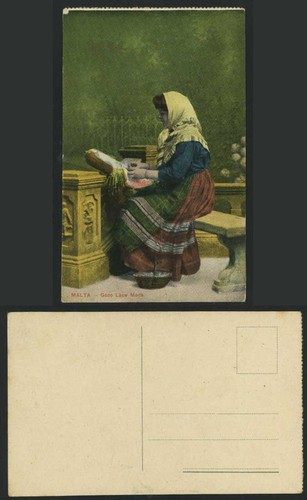 Malta old postcard gozo - gozo, lace