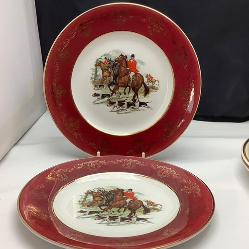 Vintage china hunting plates - hunting,