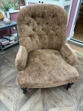 Victorian Metal Back Nursing Chair with Button Back , Good Condition