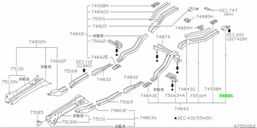 Hook rear for - lh, nissan
