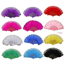 Elegant Folding Feathered Handheld Fan 1920s Flapper Hand Fan for Parties Event
