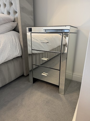 Pair mirrored bedside - mirrored,