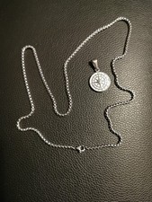 Silver North Star Compass Mens Necklace, Silver Pendant Necklace For Men Women