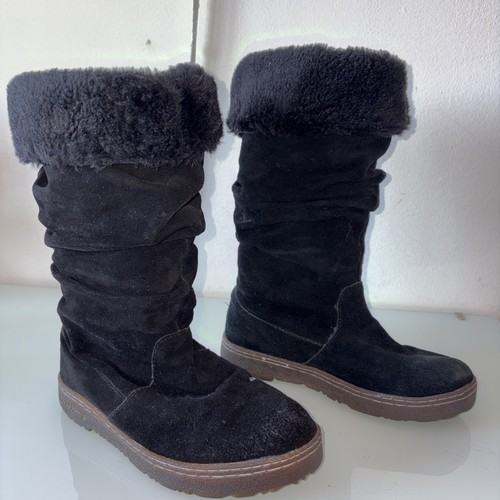 Bearpaw black suede tall boots - black,