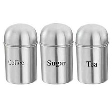 Stainless Steel Dome Canister (3 pieces) Set for Coffee, Tea, Sugar Storage