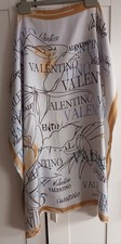 Valentino Silk Scarf Gray Blue