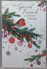 FRIEND CHRISTMAS CARD ROBIN 7”x5” FREE P&P