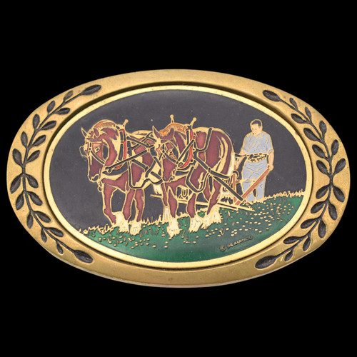 Horse drawn plow farmer - drawn,