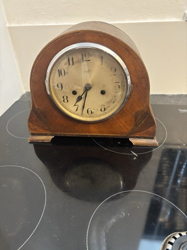 Wood mantel antique clock - antique,
