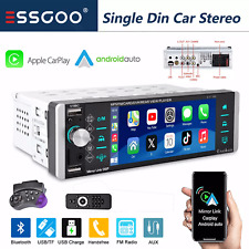 Single DIN 5" Car Stereo Radio Wireless Apple CarPlay Android Auto USB Bluetooth