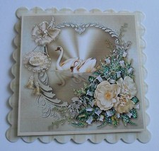 PK 2 SWAN WEDDING ON YOUR WEDDING DAY EMBELLISHMENT TOPPERS FOR CARDS OR CRAFTS