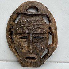 Tribal Mask Face Head Wall Hanging Art Carved Stone