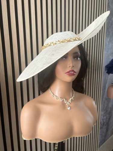 Women cream sinamay wide - cream,