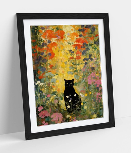 Gustav klimt black cat - black,