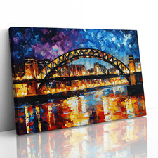 Tyne Bridge Leonid Afremov Inspired Canvas Framed Print Picture Wall Art
