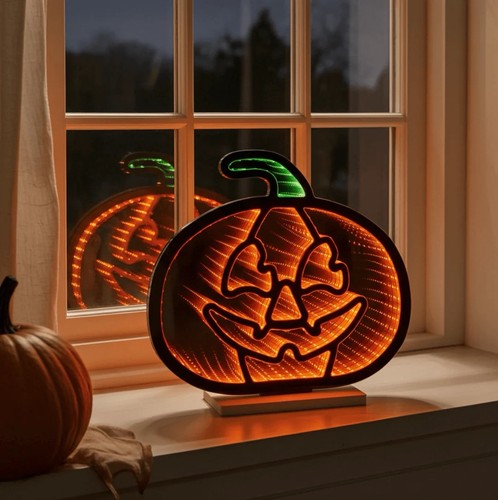 Pumpkin infinity mirror light - mirror,