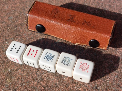 Original 1950s poker dice - original,