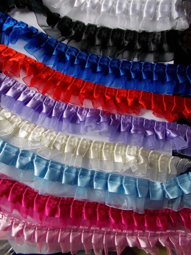 Satin ribbon over pleat - ribbon,