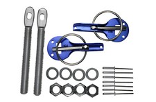 BLUE bonnet hood catches pins clamp locks road track race drift rally