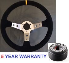DISHED SUEDE STEERING WHEEL AND  BOSS KIT HUB FIT VW T4 TRANSPORTER 96-03 