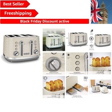 Luxury Vector 4 Slice Toaster - Cream High Gloss, Perfect for Bagels & Bread